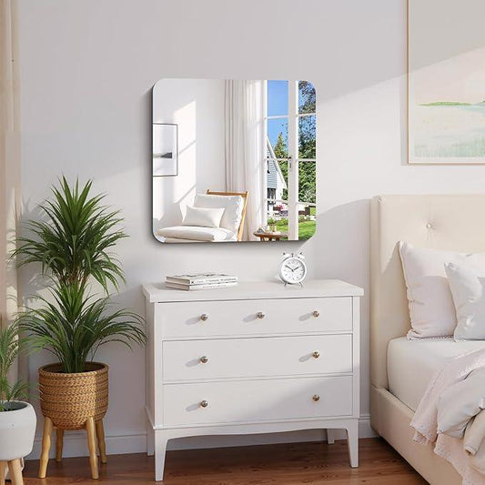 CILIBER Frameless Wall Mirror, 24" x 24" Square Bathroom Mirror Rounded Corner, HD Shatterproof Vanity Mirror with Polished Edge for Over Sink, Bedroom, Entryway, Vertical or Horizontal - ModernBath