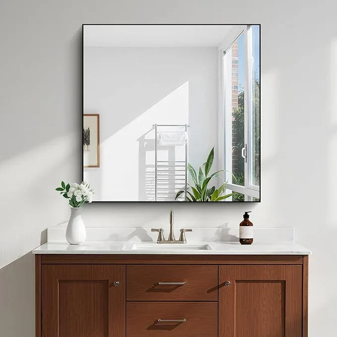 KOCUUY Black Bathroom Mirror, 36x36 Inch Square Mirror for Over Sink, Modern Decorative Wall Mirror for Bedroom Living Room Bathroom, Hang Horizontal/Vertical - ModernBath