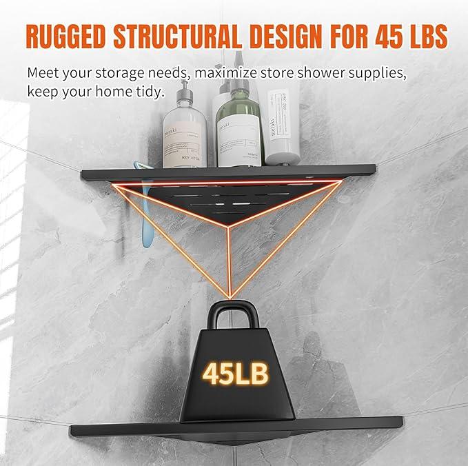 Corner Shower Shelf with Razor Hole, Modern Sturdy Shower Caddy, 10" 304 Stainless Steel Shower Organizers Bathroom Shelf for Tile Wall, No Drilling Grout Mount Shelf for Shower,Bathroom Accessories - ModernBath
