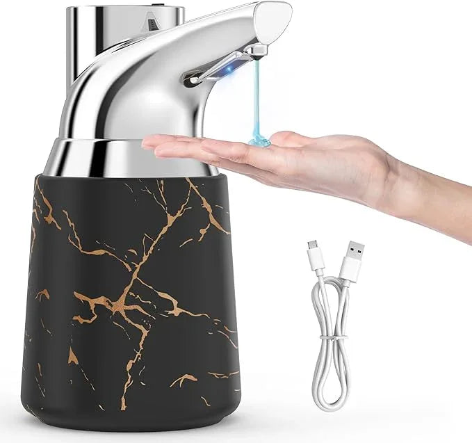 Greatmay Adjustable Automatic Soap Dispenser Touchless, Ceramic Material，4 Adjustable Levels， Type-c Rechargeable Operated Sensor Liquid Soap Pump，Touch-Free Hand Sanitizer Dispenser - ModernBath