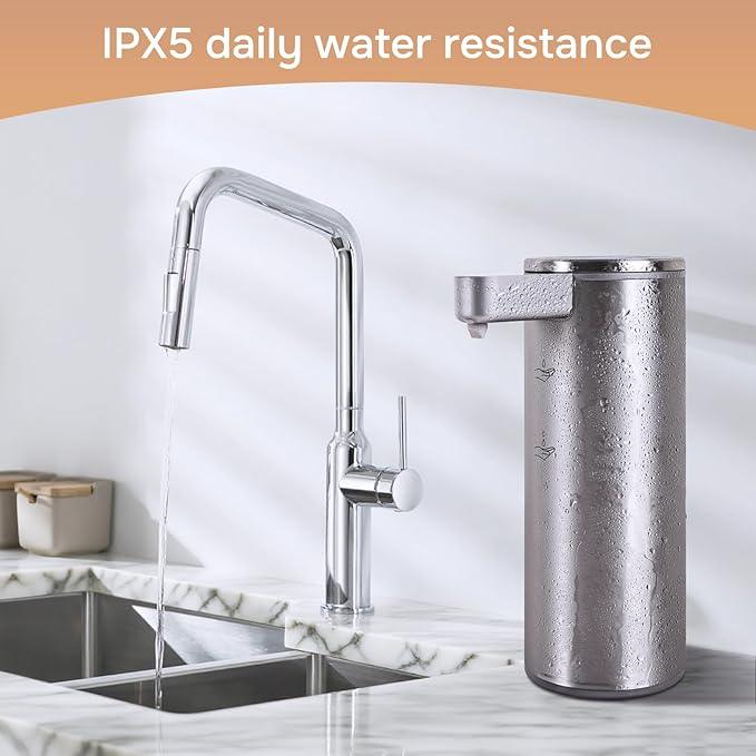 Automatic Soap Dispenser Stainless Steel with Sensor Infrared Soap Dispenser Electric IPX5 Waterproof USB-C Charging Motion Sensor for Kitchen & Bathroom, 9oz (Silver) - ModernBath