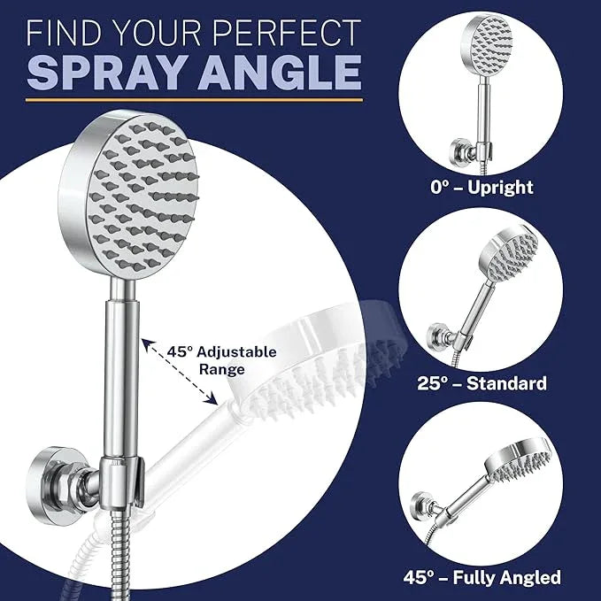 HammerHead Showers® Solid Metal Handheld Shower Head Holder Wall Mount – Chrome – Adjustable Screw Mounted Shower Wand Holder with Pivot Ball – Shower Hose Holder, Fits Most Handheld Shower Heads - ModernBath