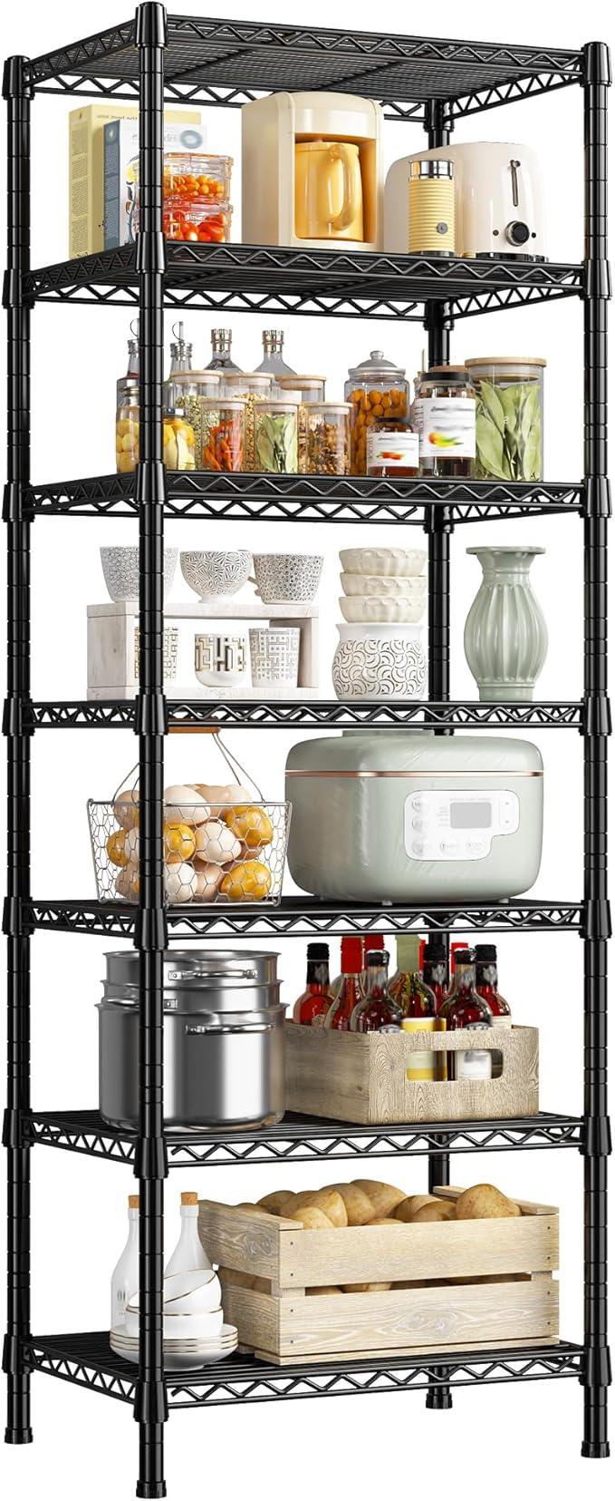 REIBII 7-Tier Metal Shelving Unit, 71’’H x 18’’W x 18’’D, 1176 LBS Weight Capacity, Adjustable Garage Shelving for Storage, Heavy Duty Shelves for Kitchen, Living Room, Bathroom etc. - ModernBath