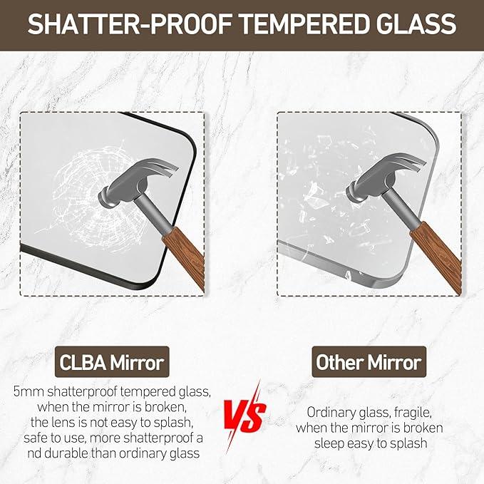 CLBA Black Bathroom Mirror, 22x30 Inch Matte Black Mirror, Aluminum Alloy Framed Vanity Mirror, Rounded Rectangle Mirror for Over Sink, Anti-Rust Wall Mirror (Horizontally or Vertically) - ModernBath