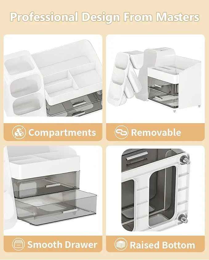 Anylady Makeup Organizer with Drawers, Skincare Organizer (Large Size Thick), Storage Box Cosmetic Display Cases, Make up Organizers for Vanity, Dresser, Desk, Kitchen, Countertop (White) - ModernBath