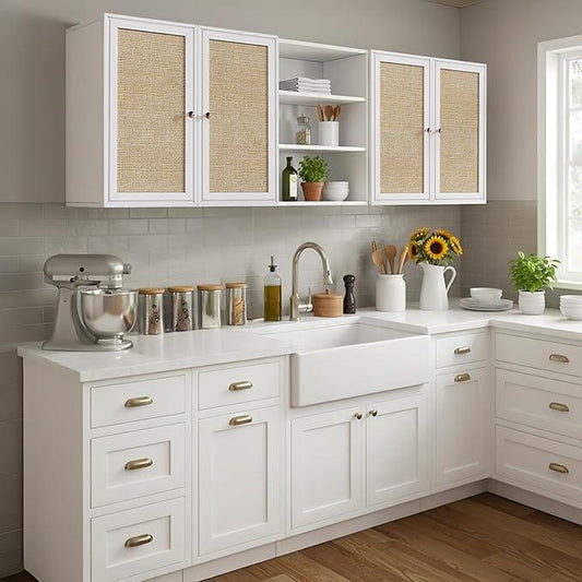 Kitchen Wall Cabinets,Rattan Wall Mounted Laundry Cabinets with Adjustable Shelf, Floating Hanging Storage Cabinet for Laundry Room, Bathroom, Kitchen,63" W x 11.8" D x 21.6" H - ModernBath