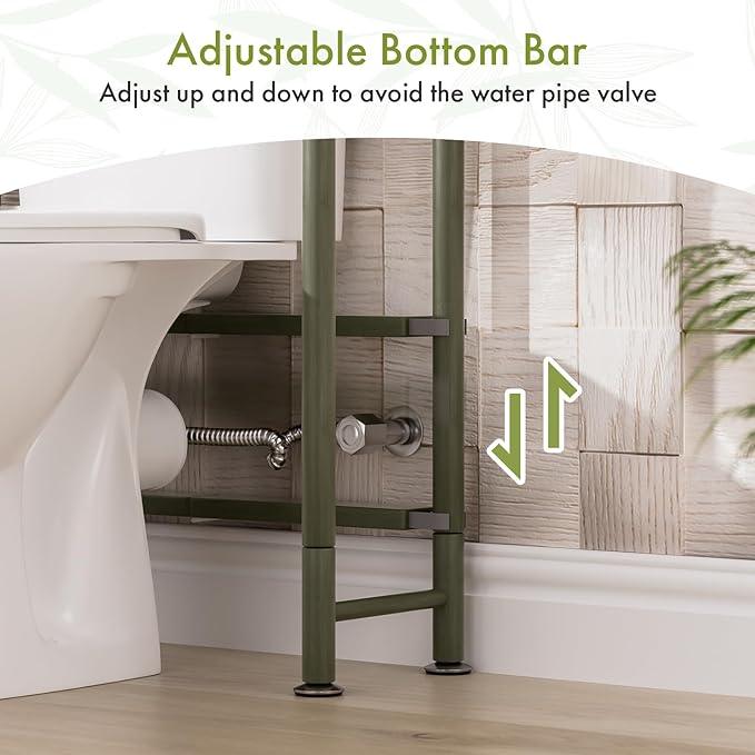 AmazerBath Bamboo Over The Toilet Storage Shelf, 3-Tier Over Toilet Bathroom Organizer Rack, Bathroom Shelves Over Toilet Space Saver, Forest Green - ModernBath