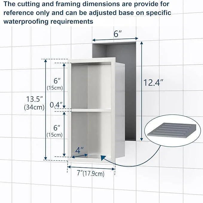 Qeke Shower Foot Rest for Shaving Legs, 304 Stainless Steel Footrest Niche With Holder, Recessed Shower Niche, Brushed Nickel, 5.9" X 12.3" - ModernBath
