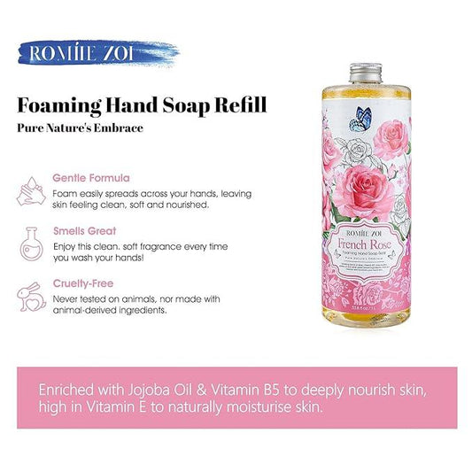 ROMIIE ZOI Foaming Hand Soap Refill, Rose, Gentle & Moisturizing Formula, 1 L/ 33.8 FL OZ - ModernBath