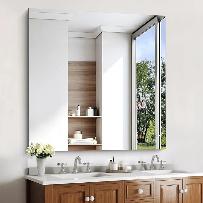 KOCUUY Large Frameless Mirror, 42x42 Inch Square Bathroom Vanity Mirror for Over Sink, Upgraded Shatterproof Unframed Design for Bedroom, Living Room, Entryway - ModernBath