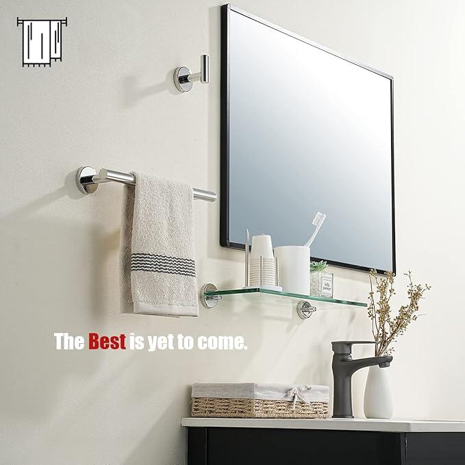 JQK Chrome Towel Bar, 12 Inch 304 Stainless Steel Thicken 0.8mm Towel Rack Bathroom, Towel Holder Polished Finished Wall Mount, Useable Length 9 Inch, TB110L9-CH - ModernBath