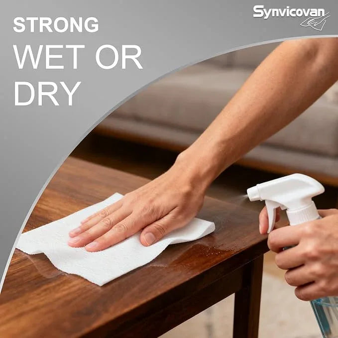 Synvicovan Jumbo Roll Industrial Cleaning Wipes, Super Absorbent Heavy Duty Cloths, White (1 Roll of 500 Sheets, 12"x 10" Each Sheet) - ModernBath