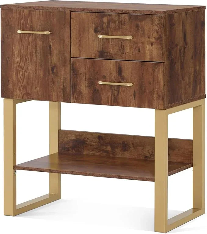 BarberPub Styling Barber Station, Wall Mount Storage Cabinet, Salon Equipment for Hair Stylist, Spa Beauty Makeup Organizer, Bathroom Dresser with Drawers & Shelf 3185 (Rustic Brown) - ModernBath