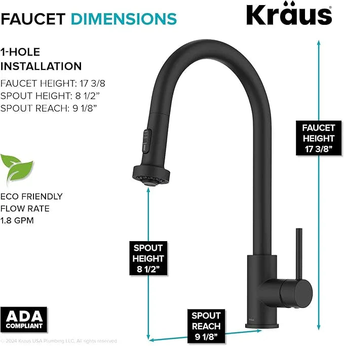 KRAUS Bolden 2-Function Single Handle Pull Down Kitchen Faucet in Matte Black, KPF-1616MB - ModernBath
