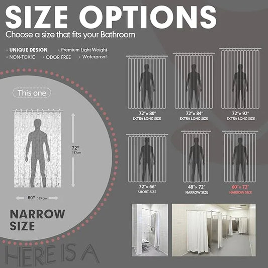 Hereisa Narrow 3D Pebble Pattern Waterproof Shower Curtain Liner EVA Shower Curtain with 3 Bottom Magnets, Shower Liner for Shower Stall, Bathtubs, 60 x 72 - ModernBath