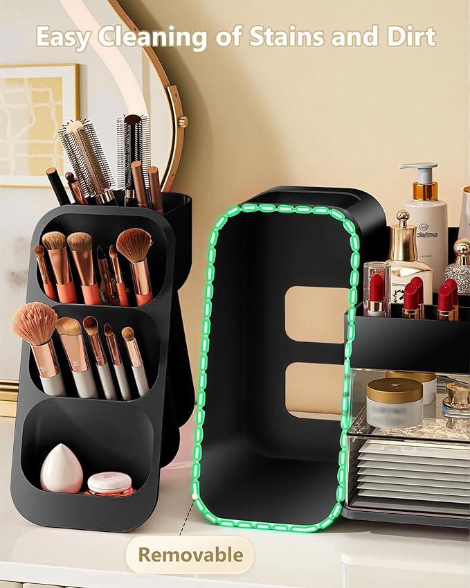 Anylady Makeup Organizer with Drawers, Skincare Organizer (Large Size Thick), Storage Box Cosmetic Display Cases, Make up Organizers for Vanity, Dresser, Desk, Kitchen, Countertop (black) - ModernBath