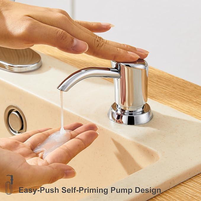 GAGALIFE Built in Counter Soap Dispenser for Kitchen Sink and Extension Tube Kit, Anti-Leakage Upgrade with 40" Tube No More Top Refill (Chrome) - ModernBath