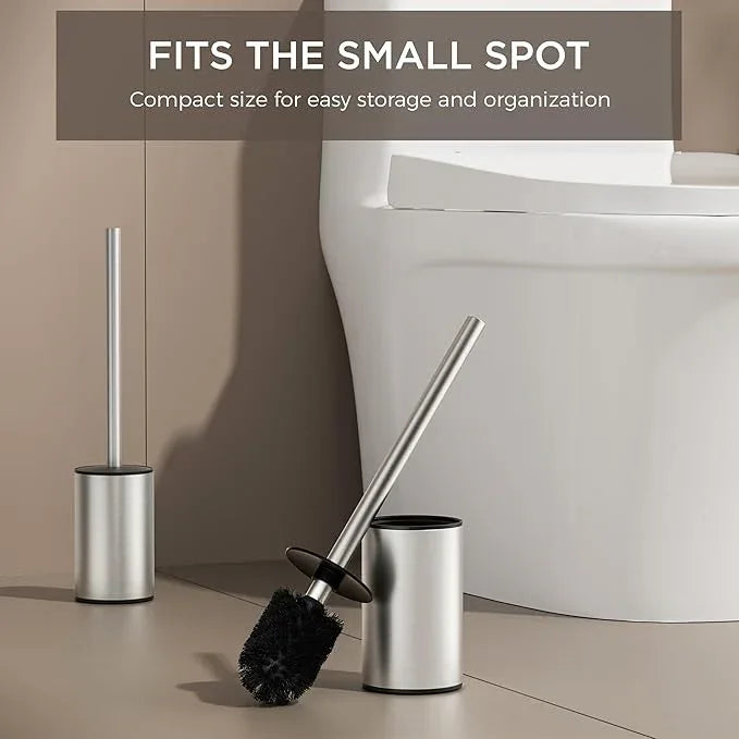 FORIOUS Toilet Brush and Holder Set, 304 Stainless Steel Heavy Duty Base and Handle for Bathroom Deep Cleaning, Toilet Bowl Cleaners Brush with Holder, Space Saving for Storage, Stainless Steel - ModernBath