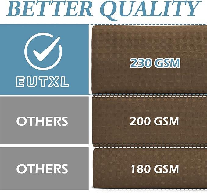 EUTXL Brown Stall No Hook Shower Curtain with Snap in Liner,230GSM Waffle Weave Shower Curtains for Bathroom,54W x 80H - ModernBath