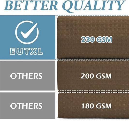 EUTXL Brown Stall No Hook Shower Curtain with Snap in Liner,230GSM Waffle Weave Shower Curtains for Bathroom,54W x 80H - ModernBath