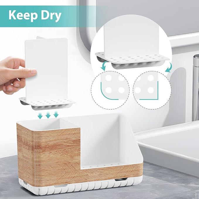 PARKMANI Toothbrush Holders for Bathrooms Countertop Organizer and Storage, Kids Electric Toothbrush and Toothpaste Holder, Bathroom Accessories Vanity Organizer (Wood Grain) - ModernBath