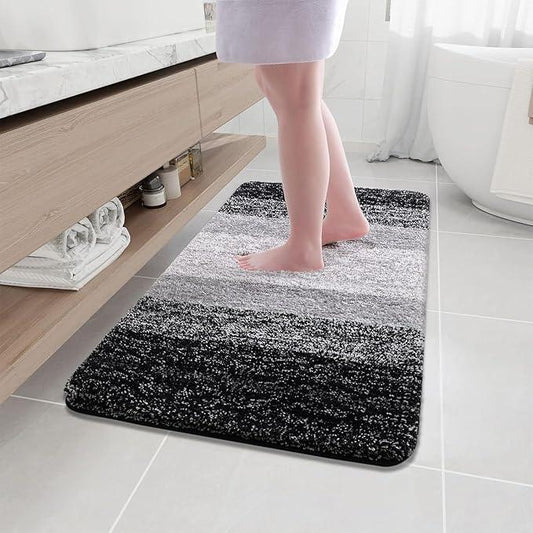 Arotive Microfiber Bathroom Rugs, Shaggy Soft and Absorbent Bath Rug, Non-Slip, Thick Plush Machine Washable Dry Bath Mats for Bathroom, Tub and Shower, 40x24, Black, Rectangular - ModernBath