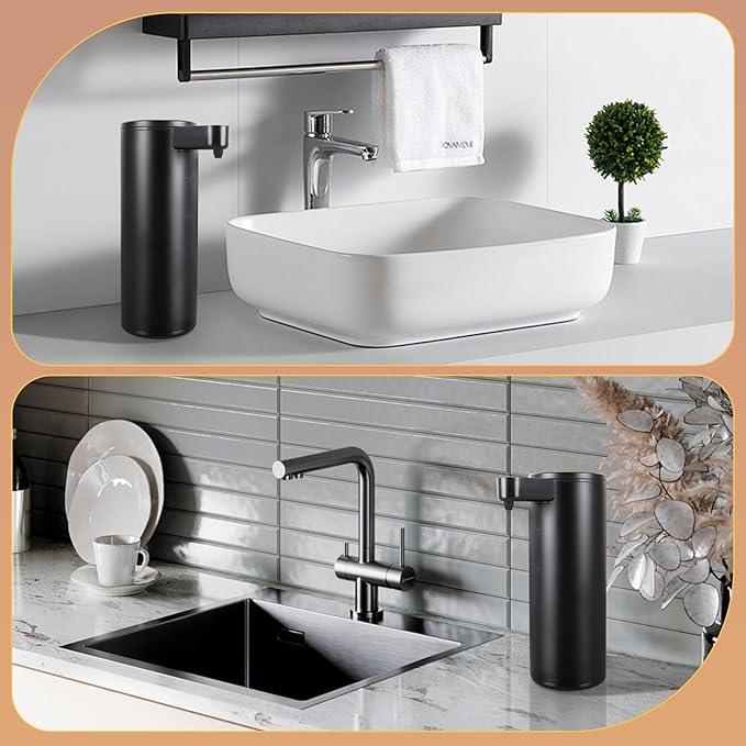Automatic Soap Dispenser Stainless Steel with Sensor Infrared Soap Dispenser Electric IPX5 Waterproof USB-C Charging Motion Sensor for Kitchen & Bathroom Black, 9oz - ModernBath