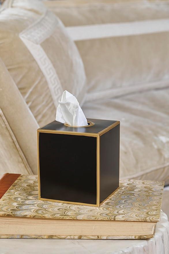 Jaye’s Studio Decorative Tissue Box Cover Square, Metal Modern Tissue Box Cover Farmhouse Decor for Bathroom Accessories Gold Desk Decor Home & Bedroom Black Tissue Box Holder Facial Tissue Dispenser - ModernBath