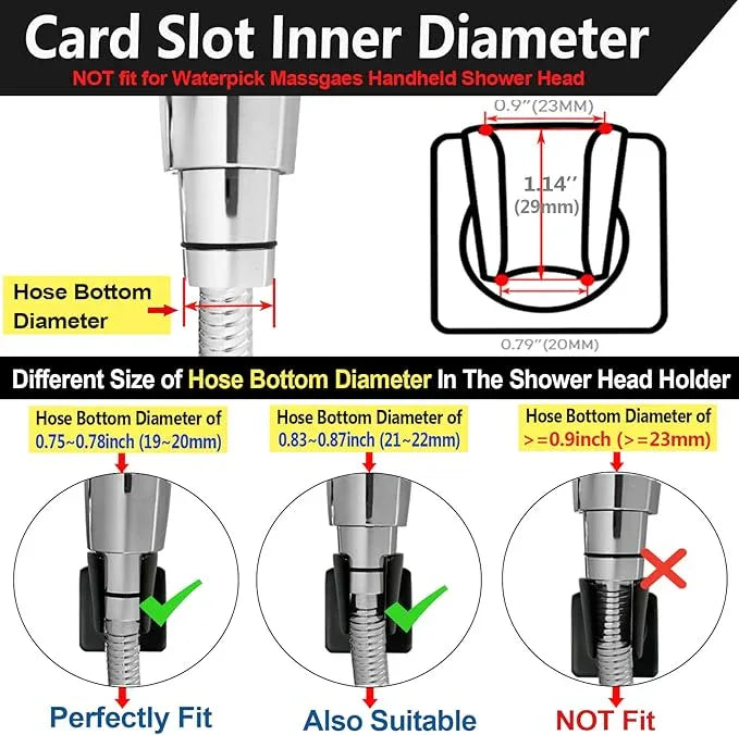 Shower Head Holder All Meta lHandheld Shower Wand Bracket Adhesive Shower Wall Mount Holder Brass Shower Spray Holder Black, Drill Free Glue Installation - ModernBath