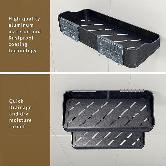 Luxury Shower Caddy, Rustproof Metal Large Capacity Bathroom Shelves for Storage, Adhesive or Drill Mounting for Kitchen Holder & Organizer (2 Pack) - ModernBath