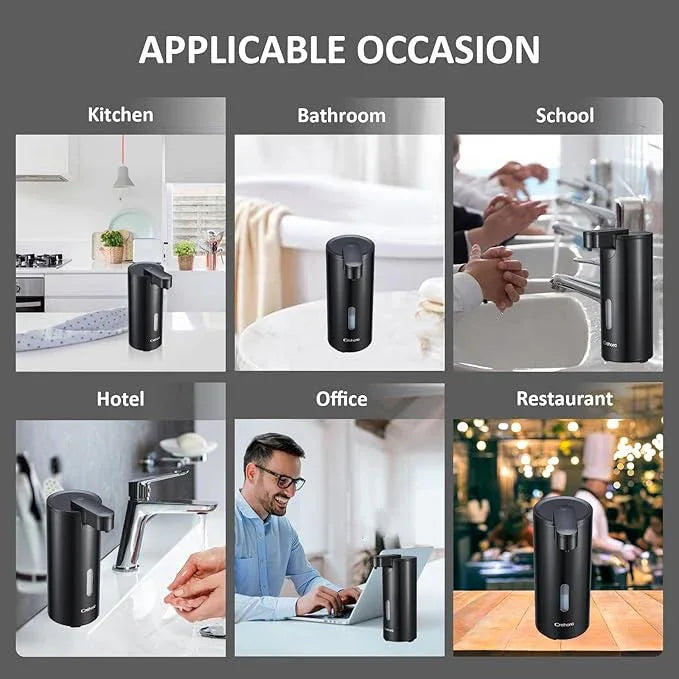 Automatic Soap Dispenser, Automatic Soap Dispenser Touchless, Kitchen & Bathroom, 3 Adjustable Volume for Liquid Soap, Water-Resistant, Hotel, Restaurant and School, Clog-Free, Black - ModernBath