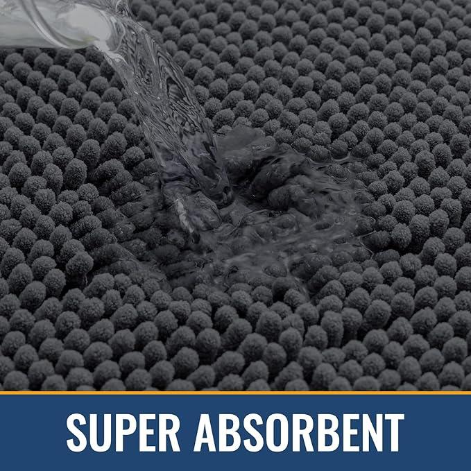 Arotive Bathroom Rugs 24x16, Extra Soft Absorbent Shaggy Chenille Bath Rugs, Machine Washable Rubber Backing Non-Slip Bath Mats for Bathroom Floor Tub and Shower, Home Decor Accessories, Dark Grey - ModernBath