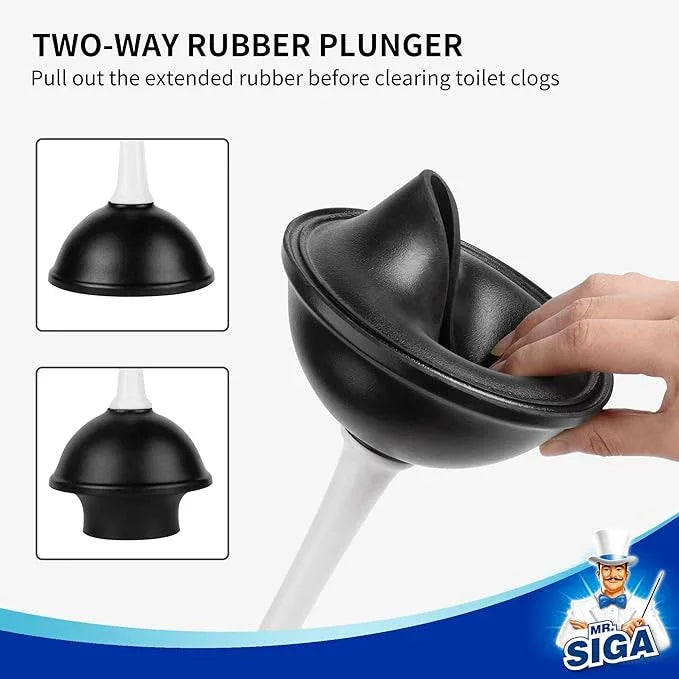 MR.SIGA Toilet Plunger and Bowl Brush Combo for Bathroom Cleaning, White, 2 Sets - ModernBath