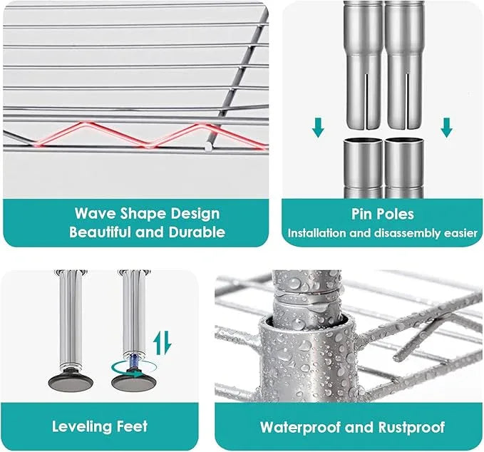 BNSPLY 3-Tier Adjustable Shelving Unit, Metal Wire Rack with NSF Certified, Leveling Feet, Standing Storage Shelf for Laundry, Bathroom, Kitchen, Pantry, Closet, Chrome - ModernBath