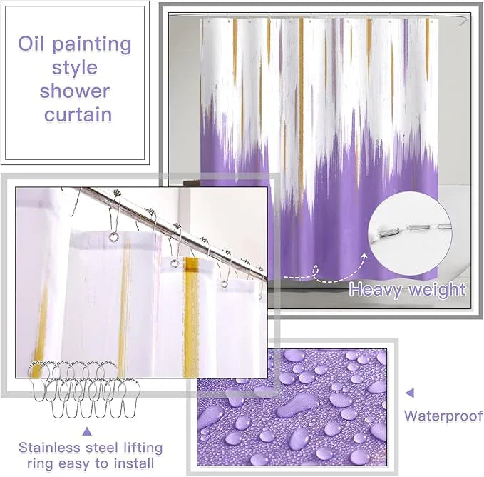 WSBArt 20PC Bathroom Accessory Set Bathroom Accessories Set Purple Bathroom Set, Shower Curtain Set, 2 Piece Bath Towel Set, 3PC Soap Dispenser, Toilet Brush & Trash Can - ModernBath