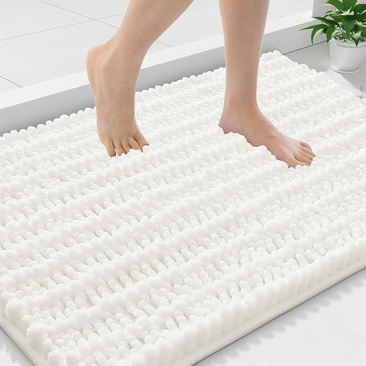 Smiry Bathroom Rugs Mat 36x24, Extra Soft Absorbent Chenille Bath Rugs, Non Slip Rubber Backing Machine Washable Quick Dry Bath Mats for Bathroom Floor, Tub, Shower, Home Decor Accessories, Ivory - ModernBath