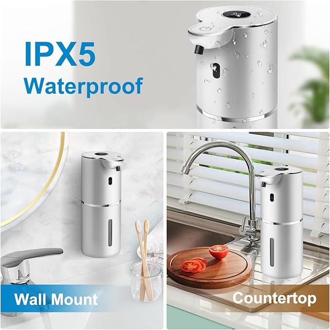 Automatic Foaming Soap Dispenser 12.8oz, Rechargeable & 6 Levels Foaming Adjustable with Digital Display, Wall Mount, Waterproof, Touchless Hand/Dish Soap Dispenser for Kitchen, Bathroom, Hotel - ModernBath