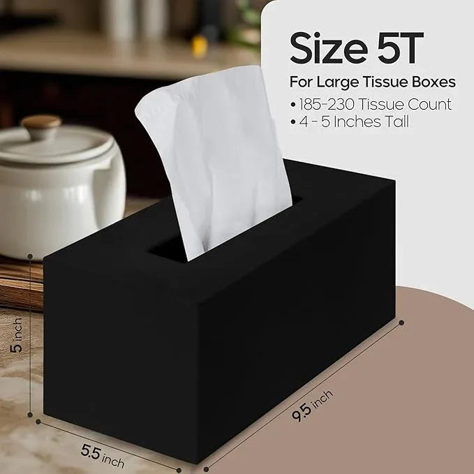 Rectangle Tissue Box Cover | Fits Tall Tissue Boxes | Black Tissue Box Holder for Bathroom | Premium Acrylic Tissue Cover - ModernBath