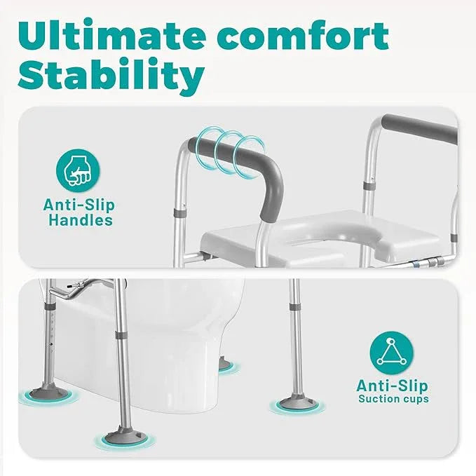 Raised Toilet Seat Riser with Handles for Seniors,Adjustable Elevated Height & Width,500lb Handicap Toilet Seat with Locking Clamps for Elderly,Pregnant,Fit Any Toilet - ModernBath