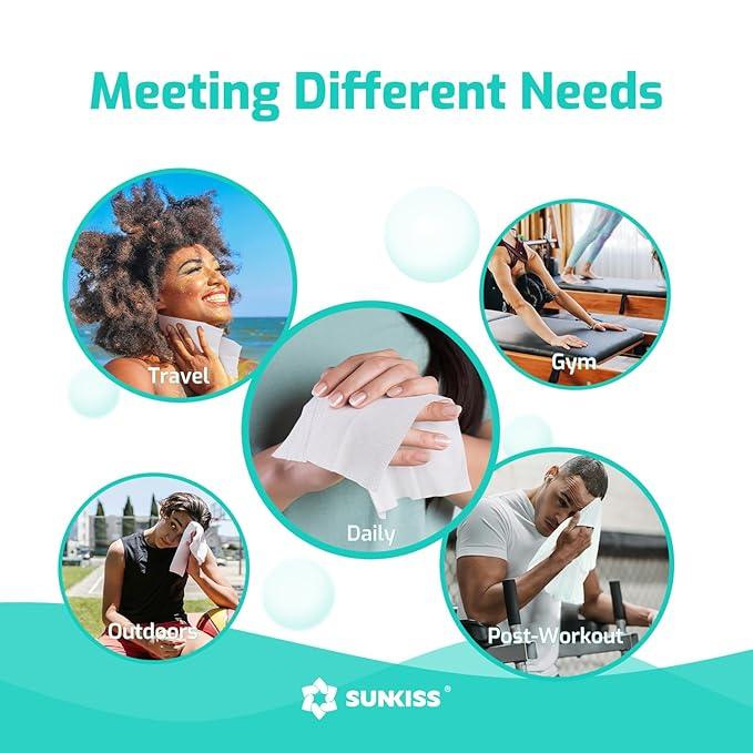 SUNKISS Trustplus Wet Wipes for Adult No Rinse, Extra Large 8”x12” Body Cleaning Washcloths for Elderly Incontinence & Cleansing, Unscented, 200 Count (4 Packs of 50) - ModernBath