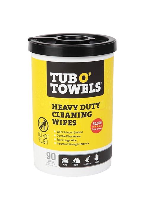 Tub O' Towels TW90 Heavy-Duty 10" x 12" Size Multi-Surface Cleaning Wipes, (10" x 12" wipes) Per Canister, Pack of 1, 90 Count Total - ModernBath