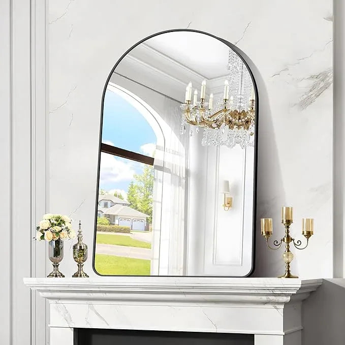 Arched Bathroom Mirror, 32"x48" Black Arched Mirror for Bathroom, Wall Mounted Mirror, Black Vanity Wall Mirror w/Metal Frame for Bedroom, Entryway, Living Room, Hanging or Leaning Against Wall - ModernBath