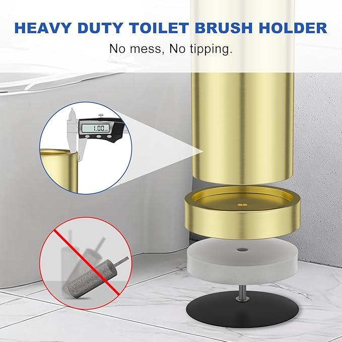 304 Stainless Steel Toilet Brush and Holder Set, Toilet Bowl Brush and Holder, Heavy Duty with Long Handle, Removable Inner Bowl and Splash Protection for Bathroom - ModernBath