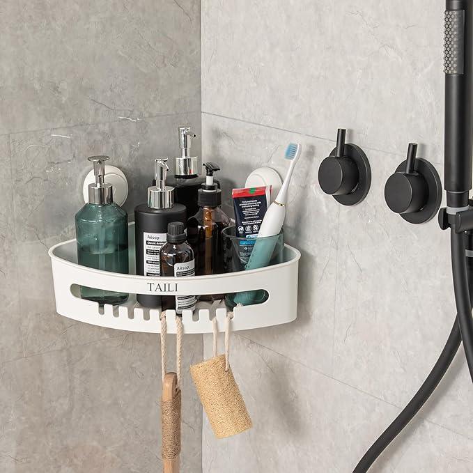 TAILI Shower Caddy Suction Cup Corner, Heavy Duty Bathroom Basket, Bath Shelves for Inside, Shower Holder Organizer for Bathroom Storage & Home Decor, No Drilling,White - ModernBath