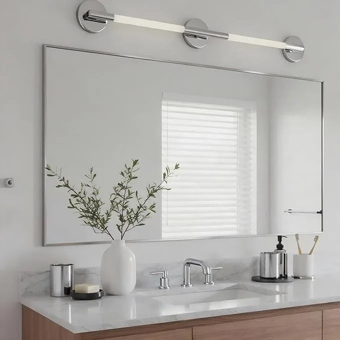 Bonverre 20x40 Inch Nickel Bathroom Mirror for Wall, Aluminum Frame Rectangle Rectangular Vanity Mirror, Modern Large for Bedroom, Living Room, Horizontal or Vertical - ModernBath