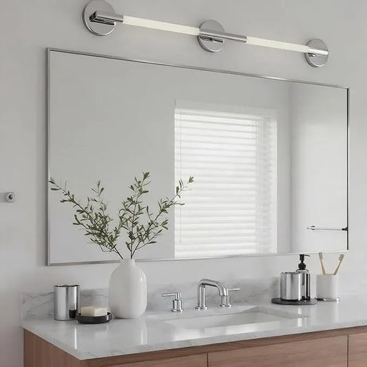 Bonverre 20x40 Inch Nickel Bathroom Mirror for Wall, Aluminum Frame Rectangle Rectangular Vanity Mirror, Modern Large for Bedroom, Living Room, Horizontal or Vertical - ModernBath