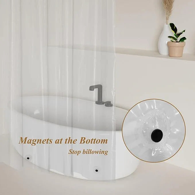 Mrs Awesome Clear PEVA Shower Curtain Liners with 3 Magnets, Water Proof Plastic Shower Liner for Bathroom or Shower Stall, 54x78 - ModernBath