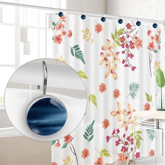 Navy Blue Shower Curtain Hooks Set of 12 Rustproof Metal Shower Hooks for Curtains Rods Shower Curtain Rings for Bathroom Living Room Bedroom Decor - ModernBath