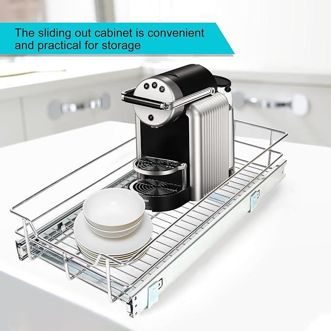 Pull Out Cabinet Organizer 17" W X 17" D, Slide Out Drawers For Kitchen Organizers and Storage, Pull Out Drawers For Cabinets Capacity Heavy Duty Caddy, Cabinet Shelves Chrome-Plated, Bathroom Pantry - ModernBath