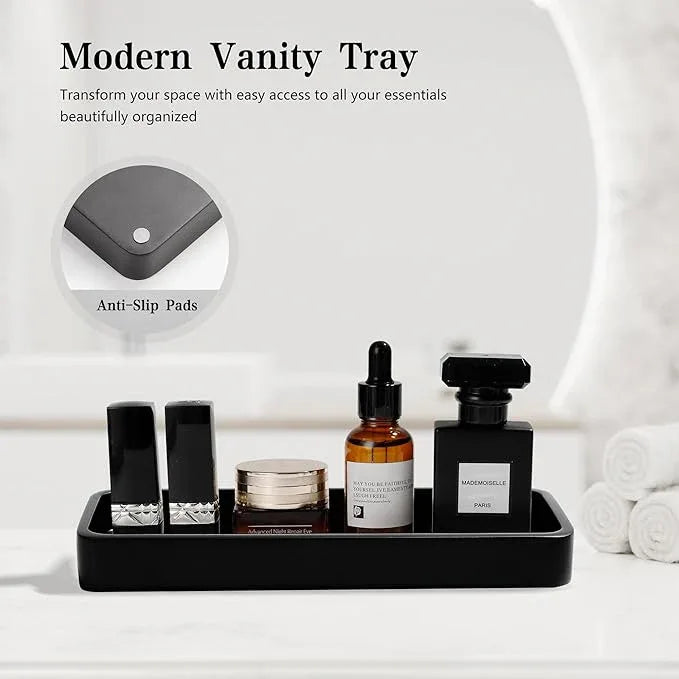 YMXYJM Bathroom Accessories Set, 4 Pcs Bathroom Accessory Set, Soap Dispenser, Toothbrush Holder, Qtip Holder Set, Bathroom Sets Complete, Bathroom Sink Set for Modern Home,Matte Black - ModernBath